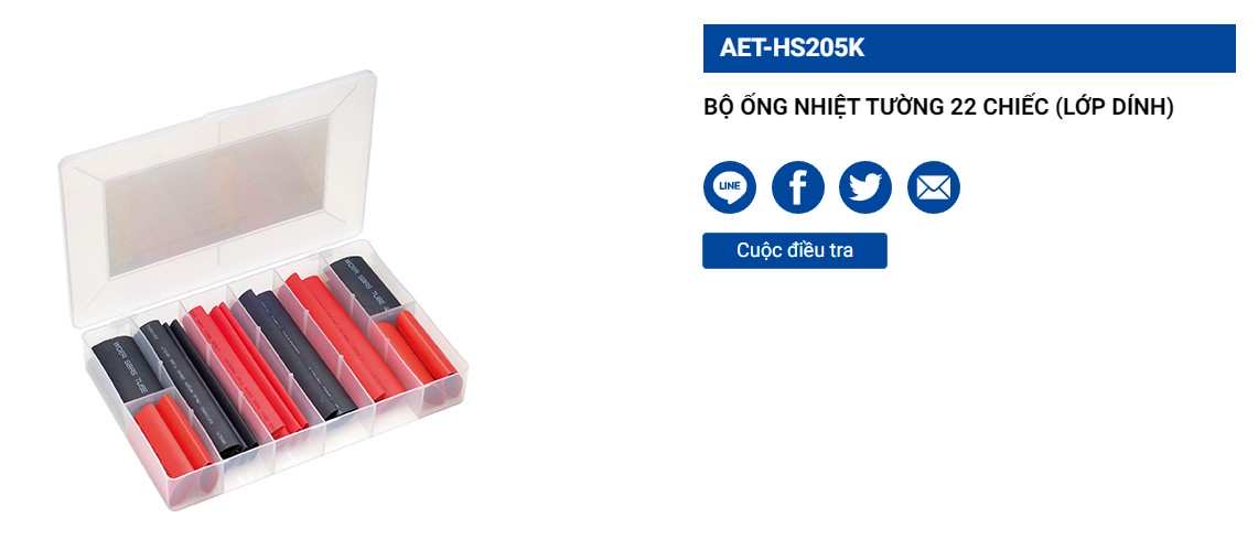 Hình ảnh 3 của mặt hàng Bộ ống co nhiệt lót keo 22 cái LICOTA AET-HS205K