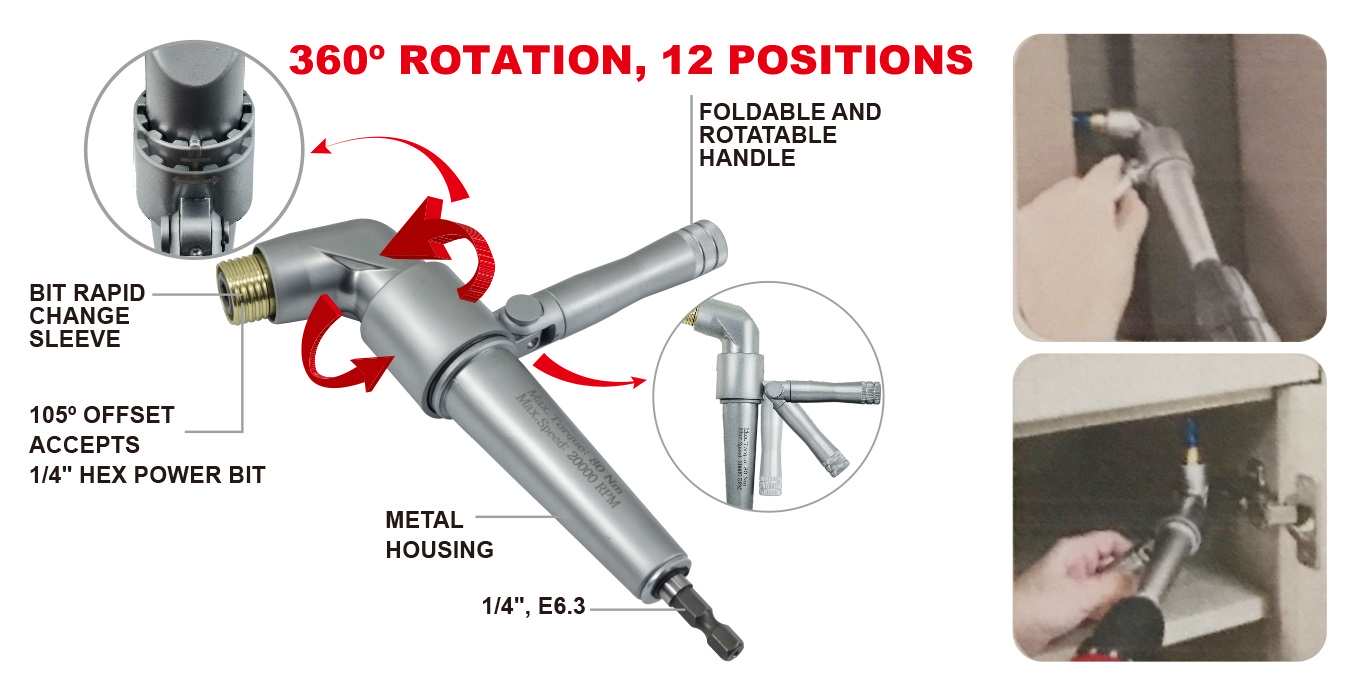 Hình ảnh 5 của mặt hàng Bộ đầu bắn vít bẻ góc 90 độ (180Nm) LICOTA