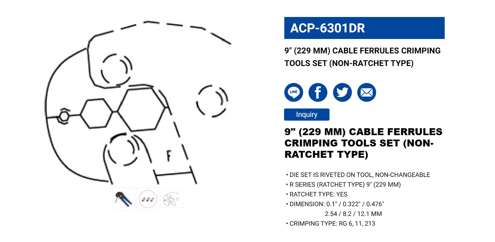 Hình ảnh 3 của mặt hàng Kìm bóp jack 9" LICOTA ACP-6301DR