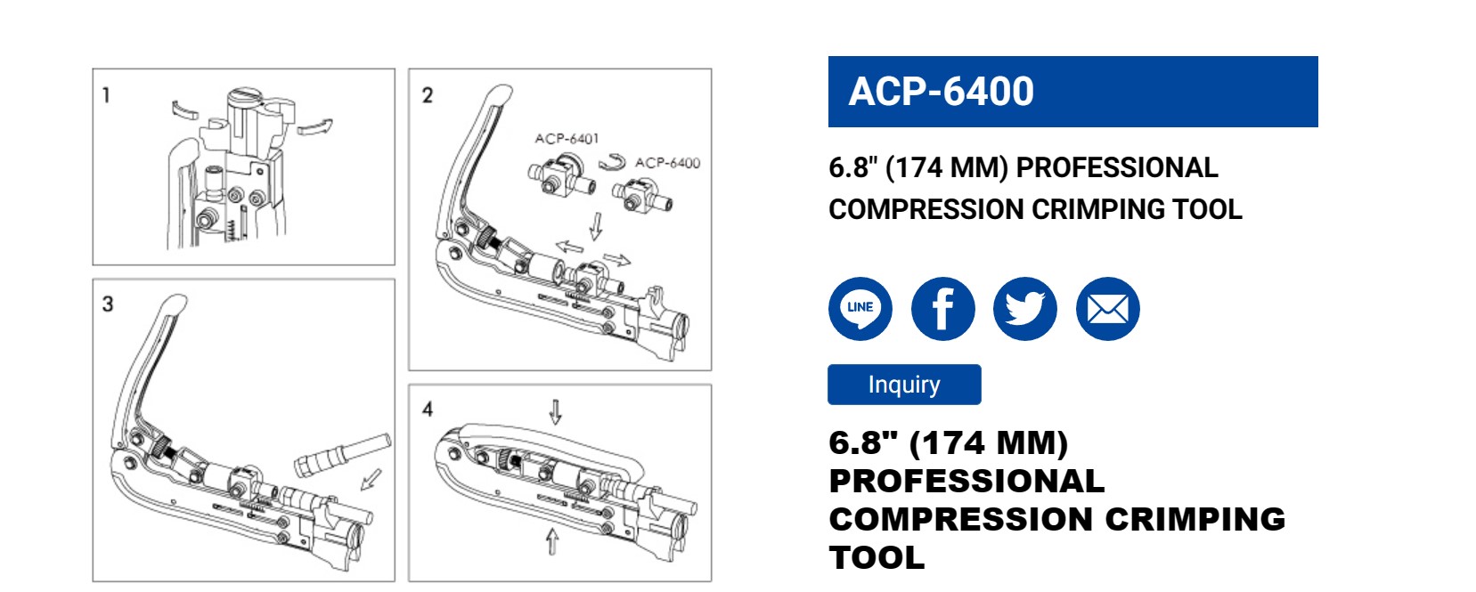 Hình ảnh 3 của mặt hàng Kìm bóp jack 6.8" LICOTA ACP-6400