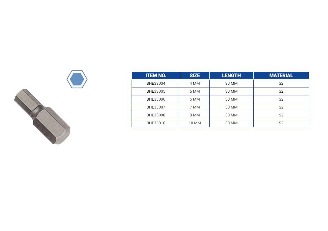 Hình ảnh 6 của mặt hàng Mũi vít lục giác chuôi lục giác H5 x 30mm LICOTA BHE33005