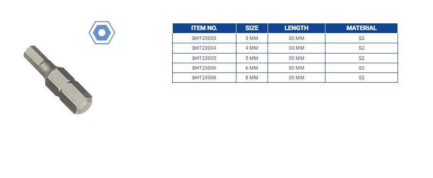 Hình ảnh 1 của mặt hàng Mũi vít lục giác có lỗ H5 x 30mm chuôi lục giác LICOTA BHT23005