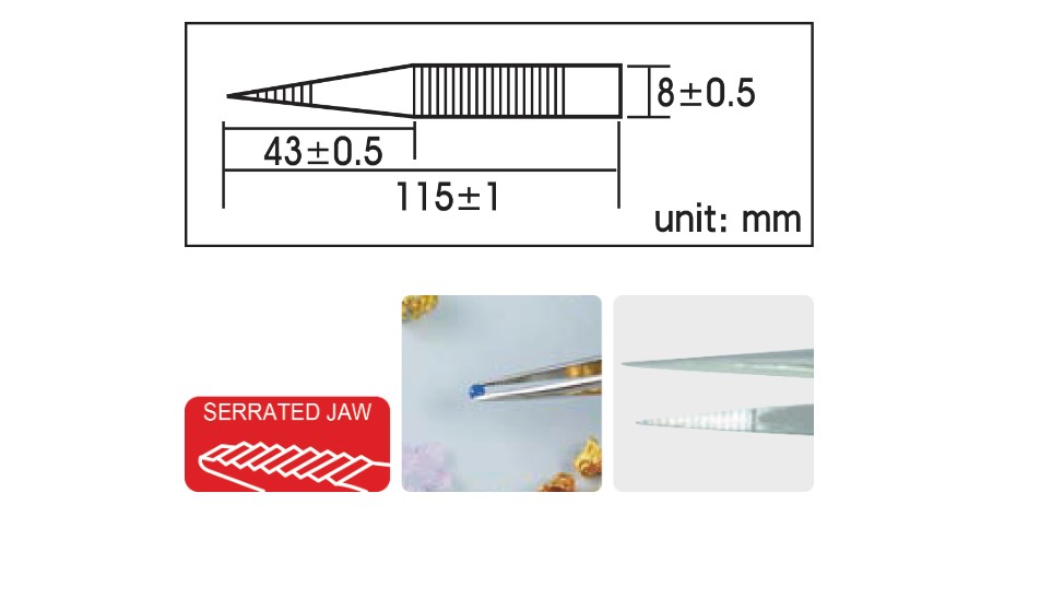 Hình ảnh 1 của mặt hàng Nhíp gắp linh kiện đầu nhọn 115mm LICOTA AET-7114