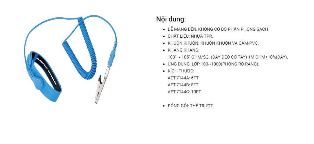 Hình ảnh 1 của mặt hàng Dây tiếp đất chống tĩnh điện LICOTA AET-7144