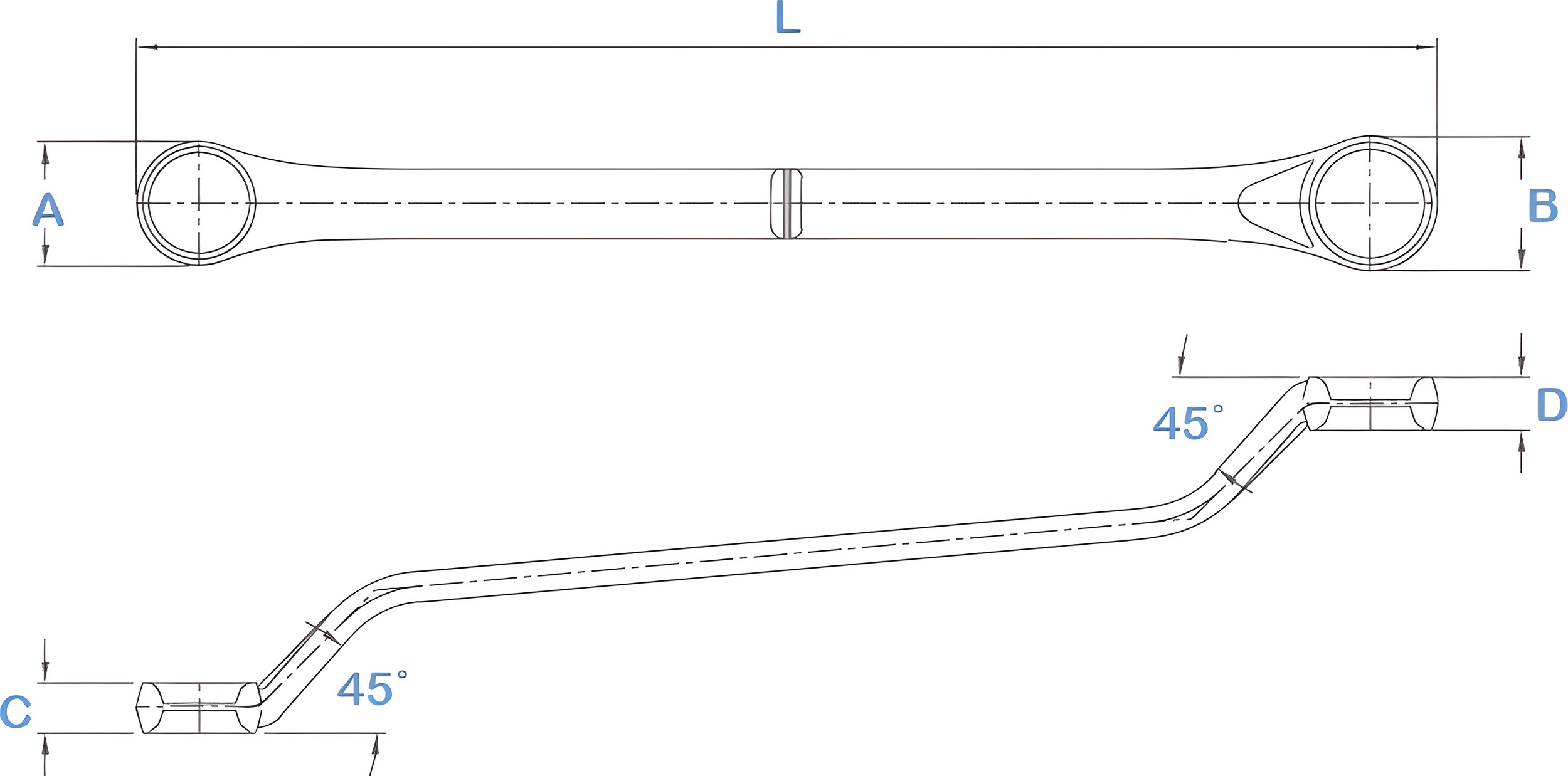 Hình ảnh 2 của mặt hàng Cờ lê 2 đầu vòng nghiêng 45 độ 6x7mm LICOTA