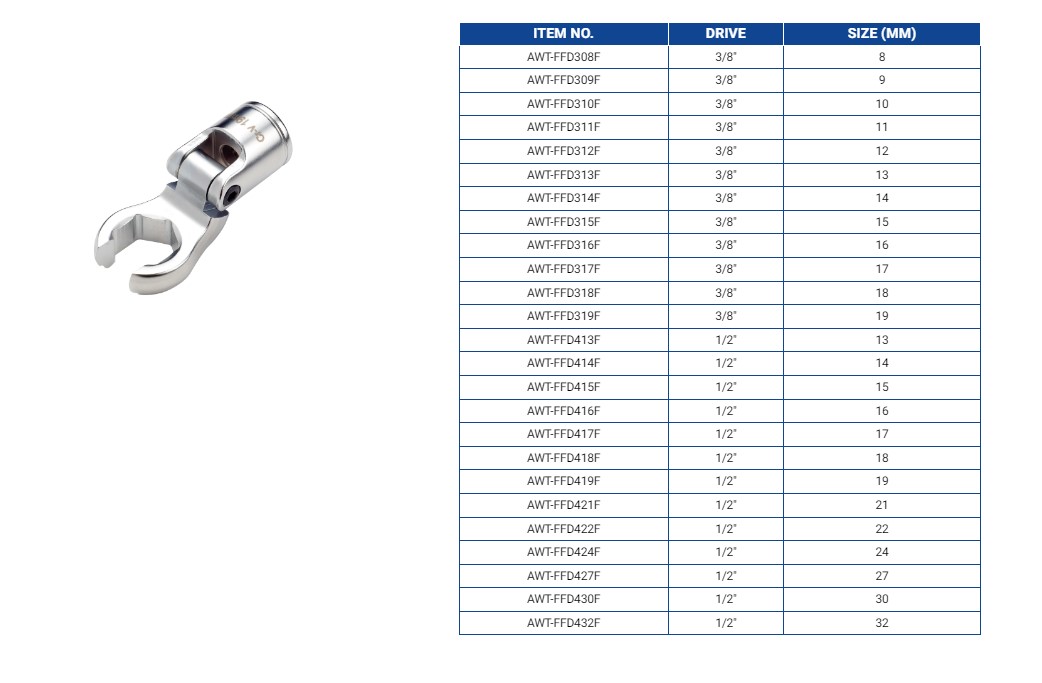 Hình ảnh 2 của mặt hàng Đầu cờ lê lực miệng hở 3/8" 12mm LICOTA