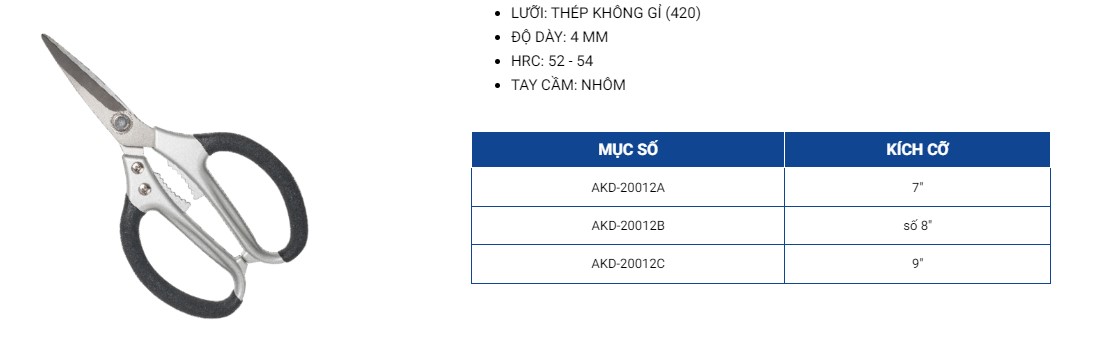 Hình ảnh 2 của mặt hàng Kéo cắt thép không gỉ 9" LICOTA AKD-20012C