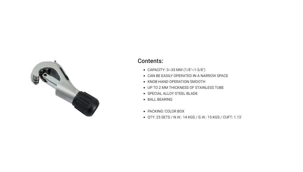 Hình ảnh 6 của mặt hàng Dao cắt ống thép không gỉ 3~35mm LICOTA ABT-2405