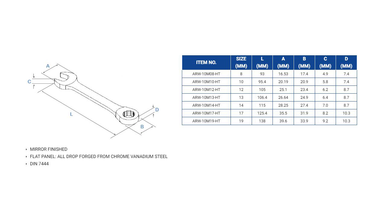 Hình ảnh 8 của mặt hàng Bộ 7 cờ lê vòng miệng tự động ngắn 8-19mm LICOTA