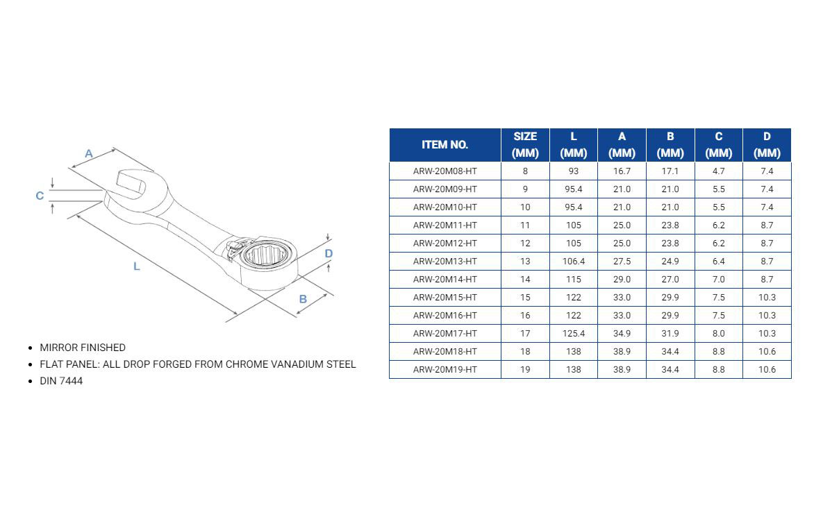 Hình ảnh 7 của mặt hàng Bộ 12 cờ lê vòng miệng tự động ngắn 8-19mm LICOTA