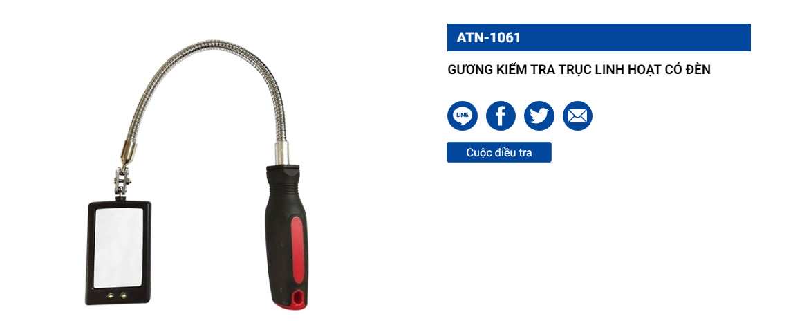 Hình ảnh 3 của mặt hàng Gương trục dẻo có đèn 80x50x550mm LICOTA ATN-1061