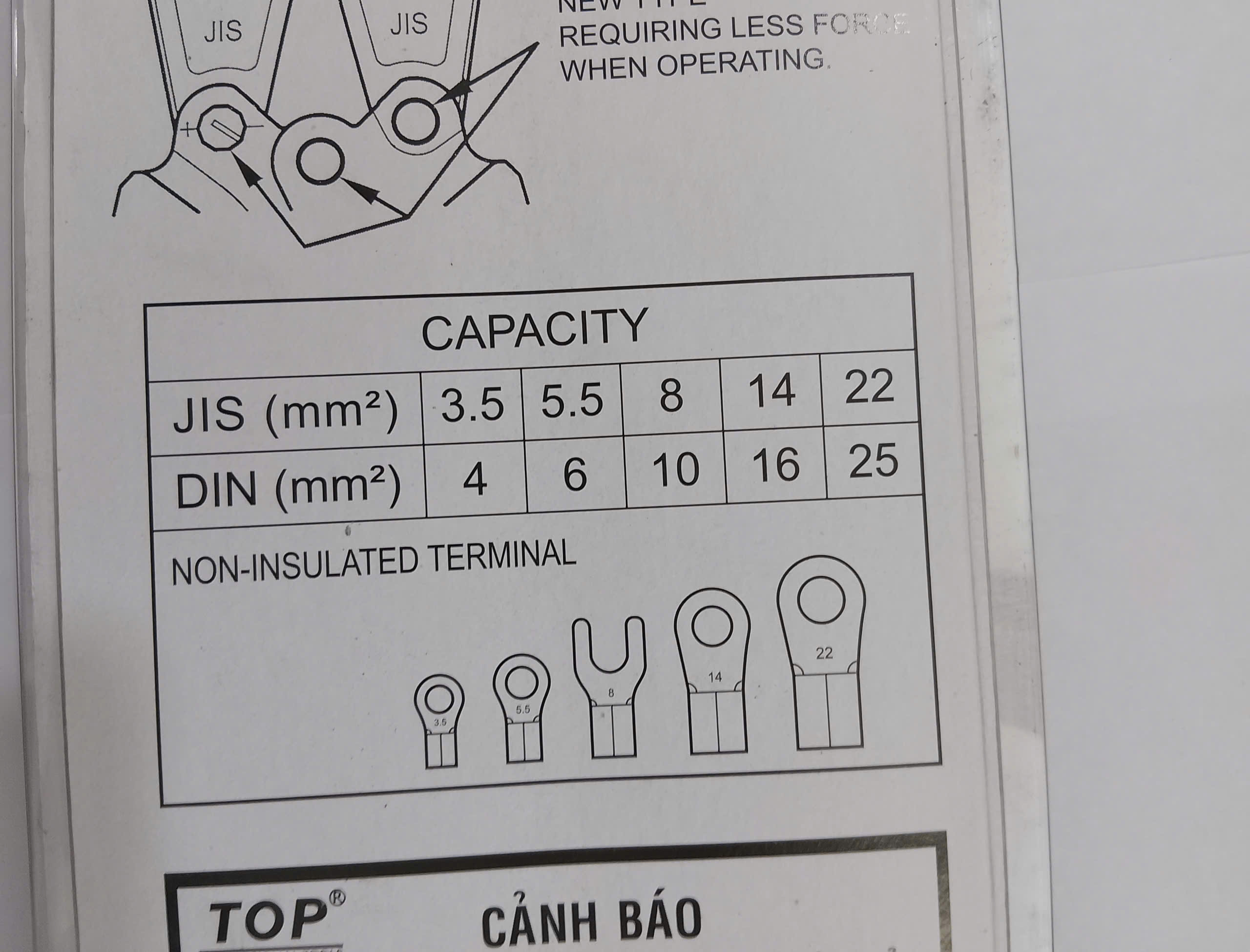 Hình ảnh 16 của mặt hàng Kìm bấm cote nhanh trợ lực 4-25 mm² TOP