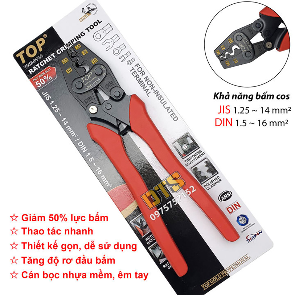 Hình ảnh 12 của mặt hàng Kìm bấm cote nhanh trợ lực 1.5-16 mm² TOP