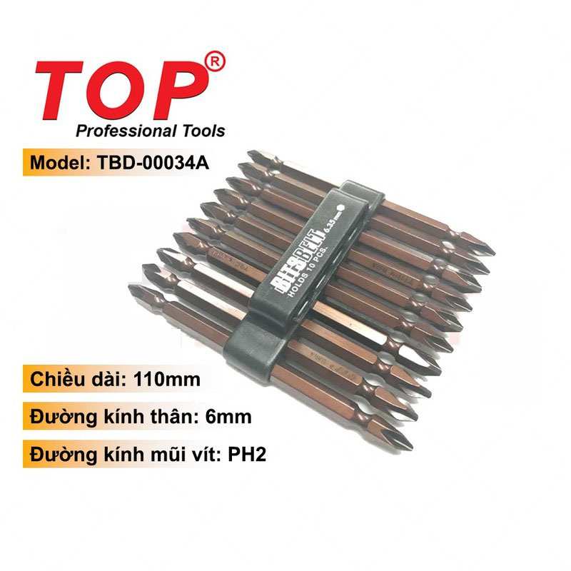 Hình ảnh 7 của mặt hàng Mũi vít 2 đầu nâu dài 110mm TOP