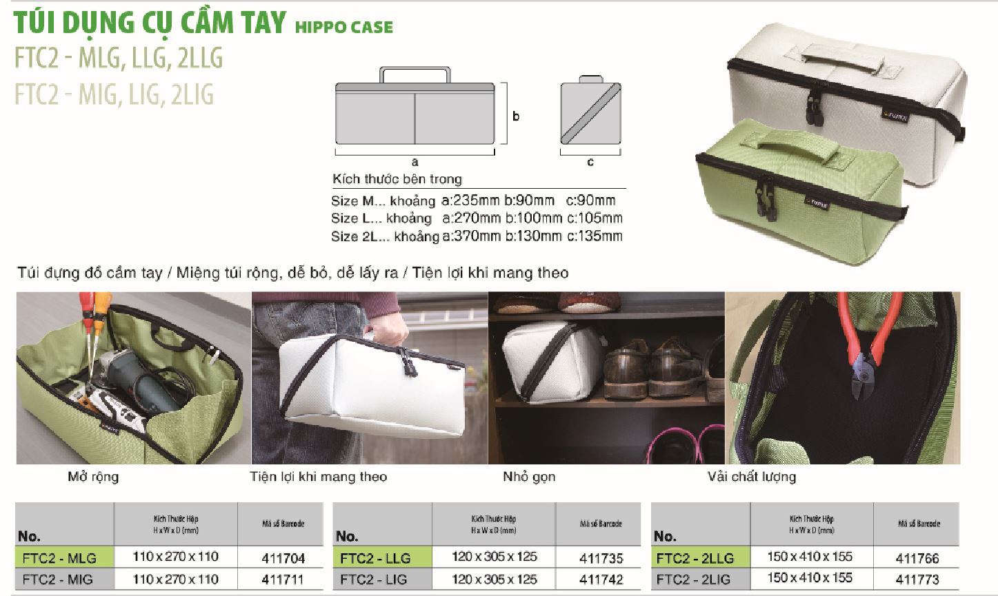 Hình ảnh 1 của mặt hàng Túi dụng cụ cầm tay Fujiya FTC2-2LLG