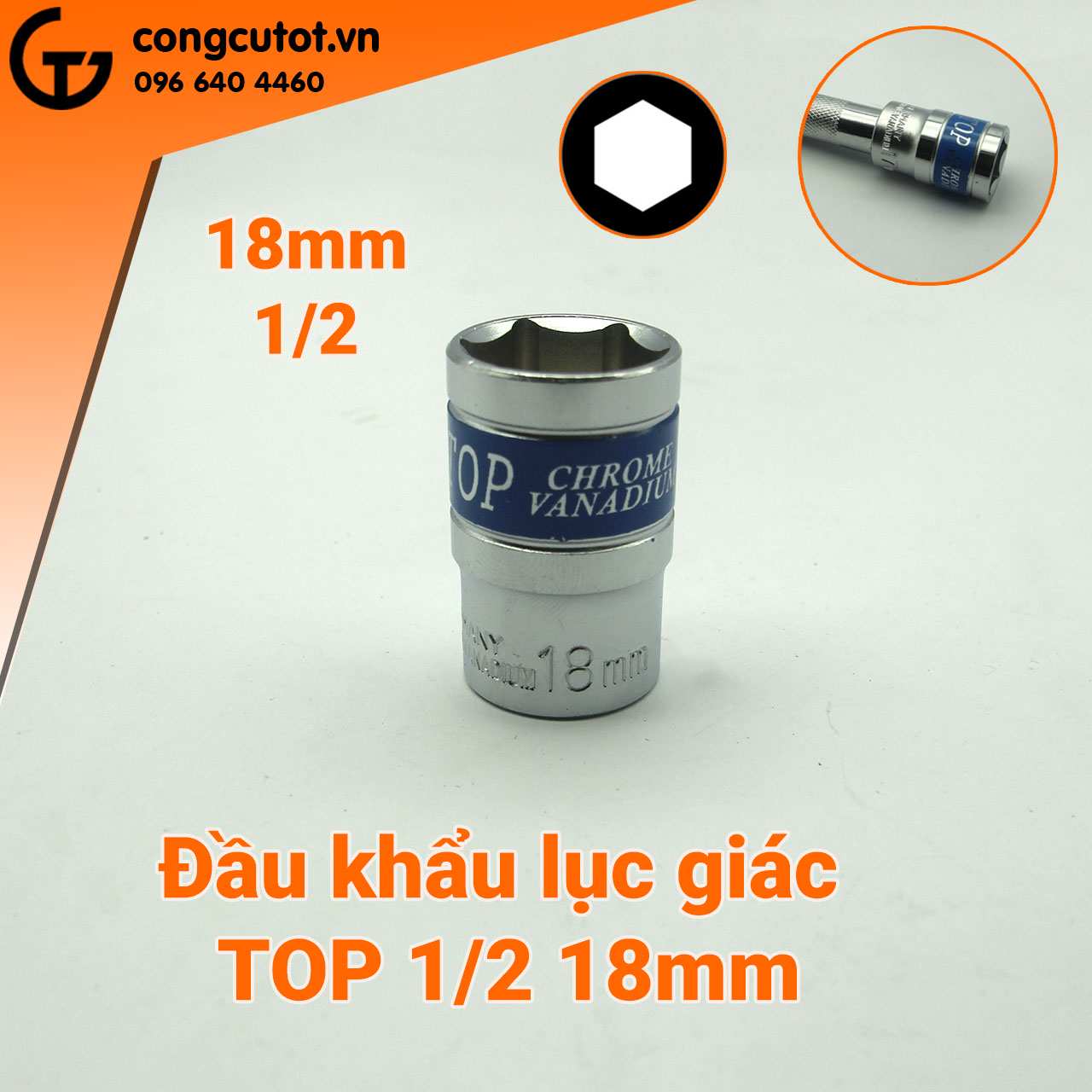 Hình ảnh 10 của mặt hàng Đầu tuýp lục giác Đức 1/2" 18mm TOP