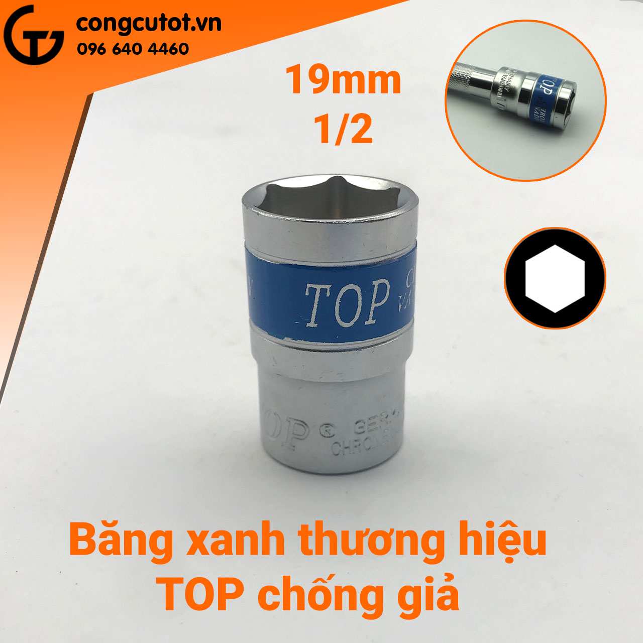 Hình ảnh 8 của mặt hàng Đầu tuýp lục giác Đức 1/2" 19mm TOP