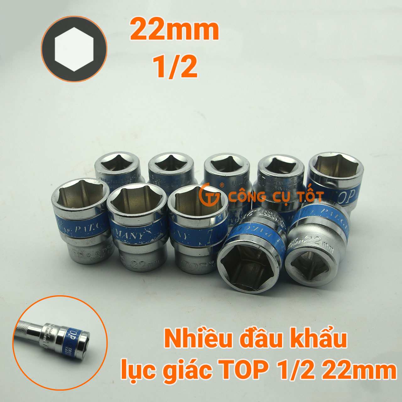 Hình ảnh 9 của mặt hàng Đầu tuýp lục giác Đức 1/2" 22mm TOP