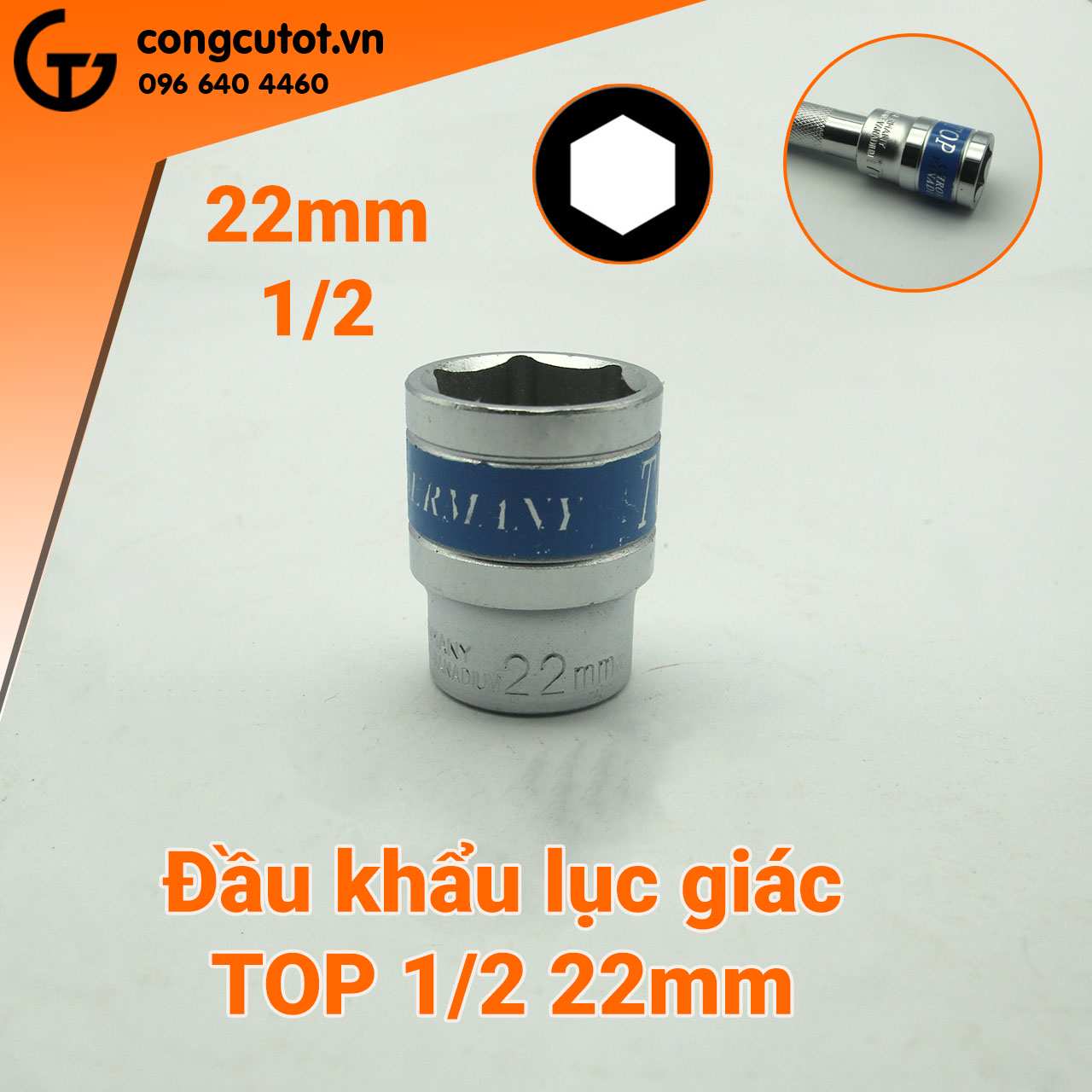 Hình ảnh 10 của mặt hàng Đầu tuýp lục giác Đức 1/2" 22mm TOP