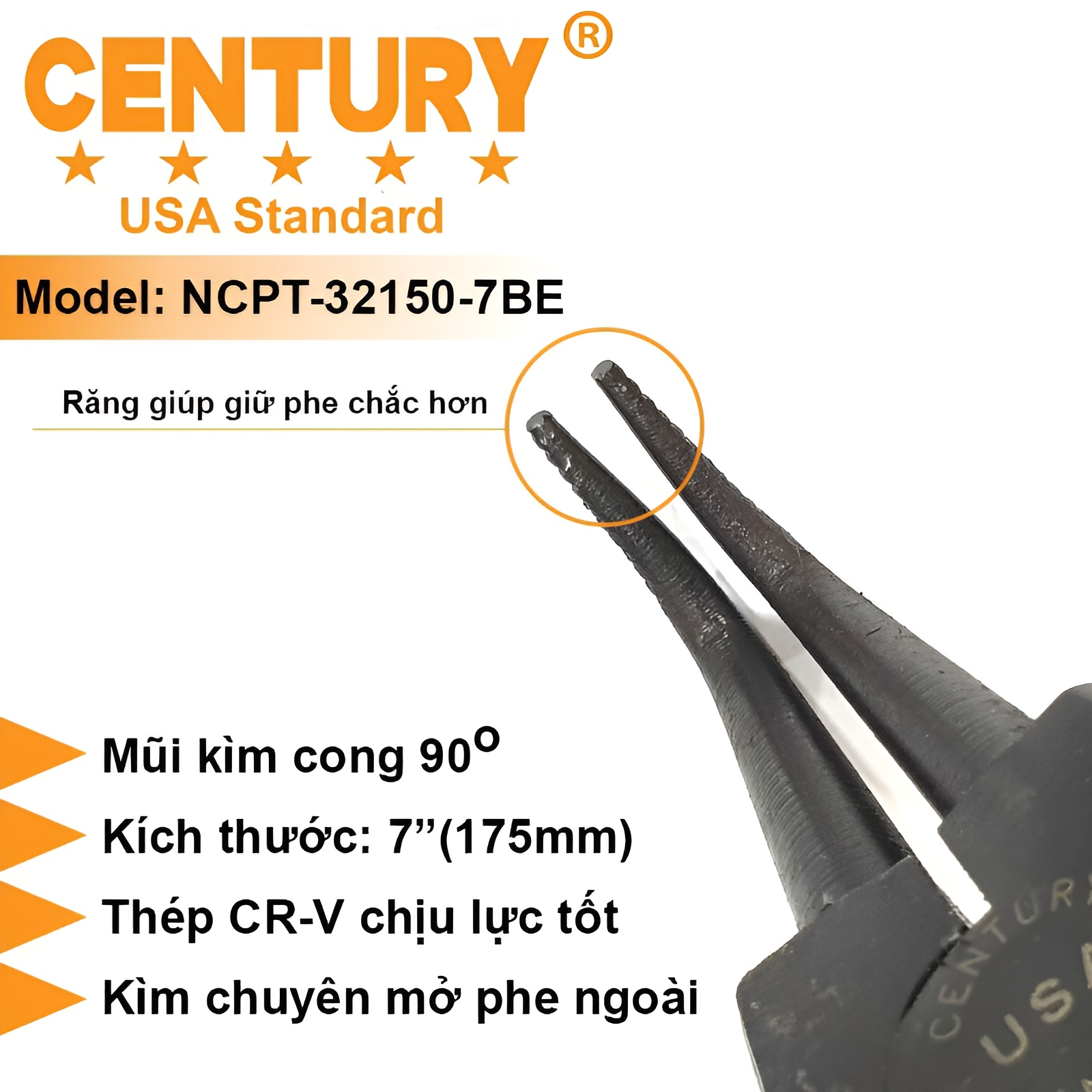 Hình ảnh 4 của mặt hàng Kìm mở phe ngoài mũi cong 7inch Century