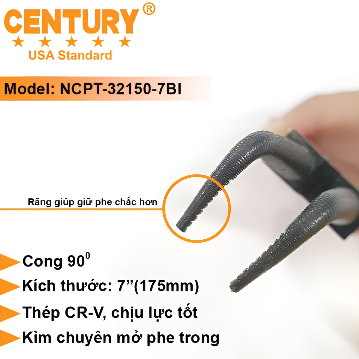 Hình ảnh 4 của mặt hàng Kìm mở phe trong mũi cong 7inch Century