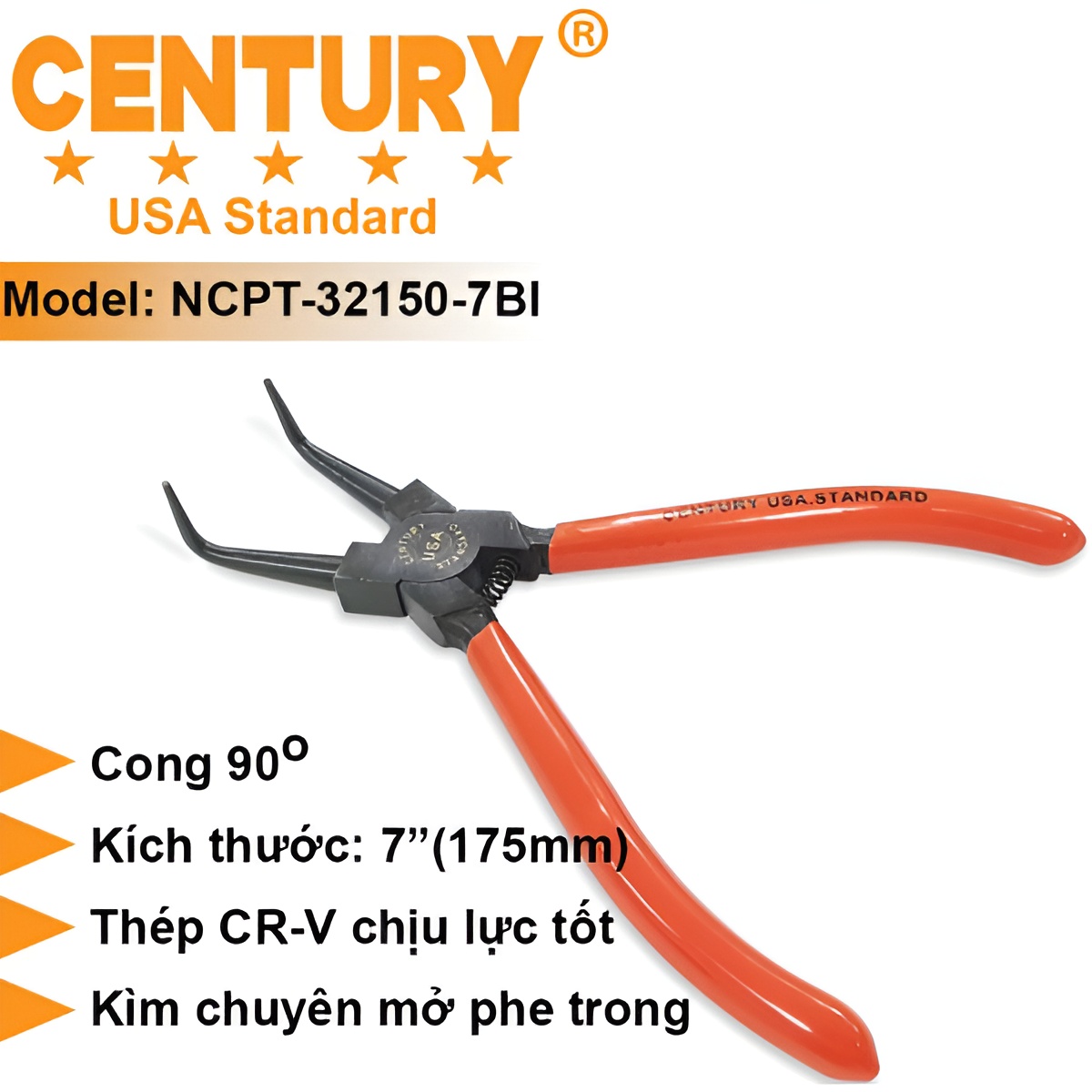 Hình ảnh 3 của mặt hàng Kìm mở phe trong mũi cong 7inch Century