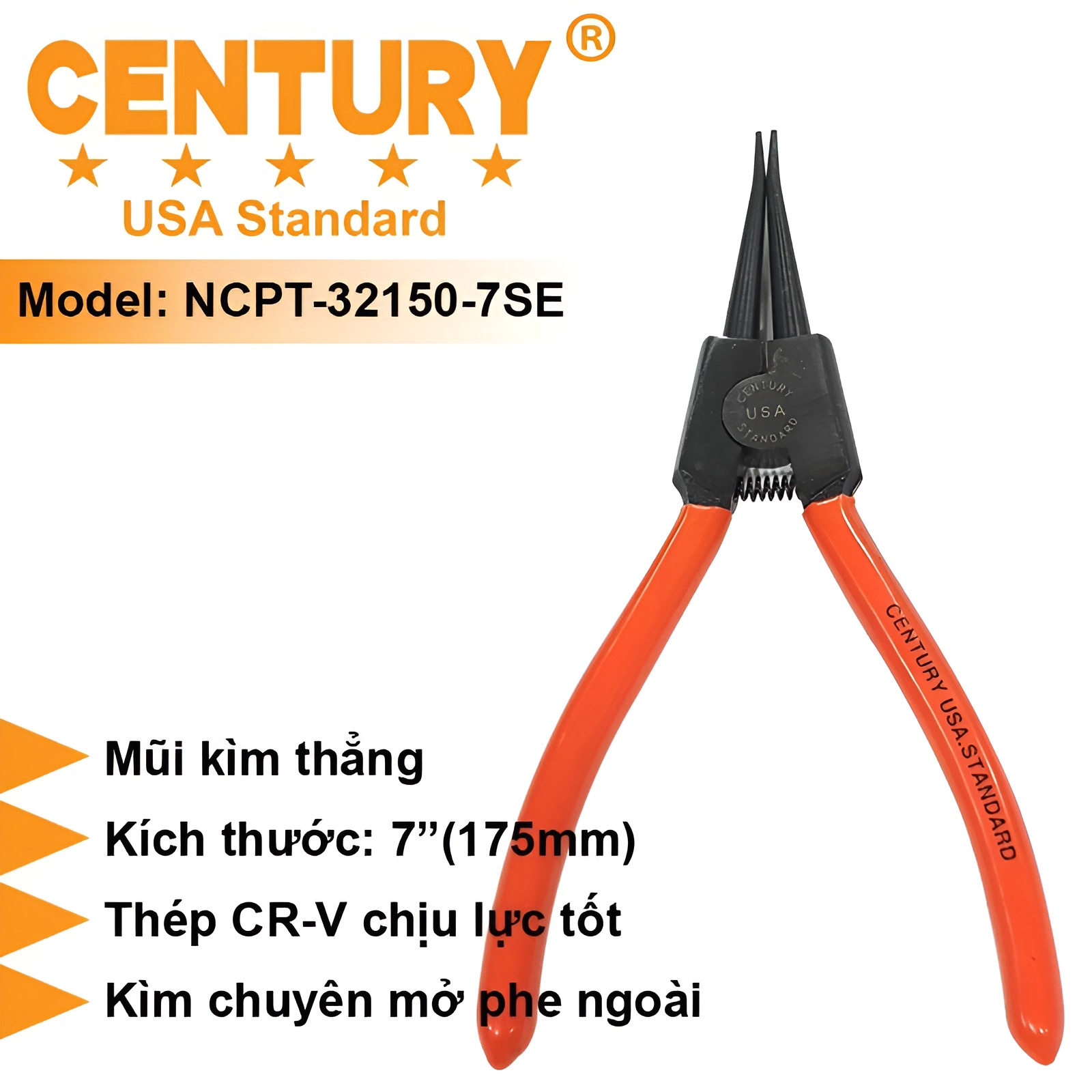 Hình ảnh 2 của mặt hàng Kìm mở phe ngoài mũi thẳng 7inch Century