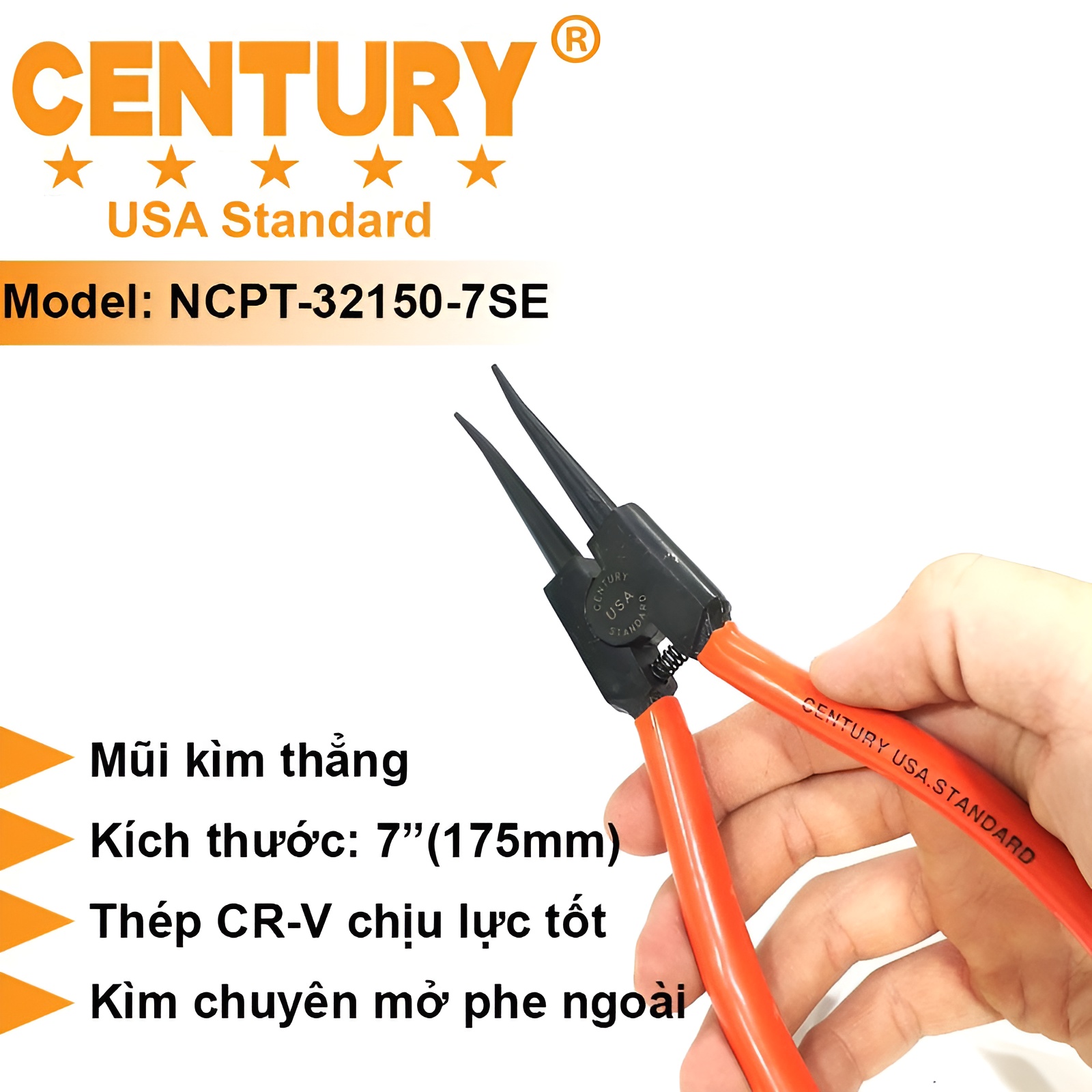 Hình ảnh 4 của mặt hàng Kìm mở phe ngoài mũi thẳng 7inch Century