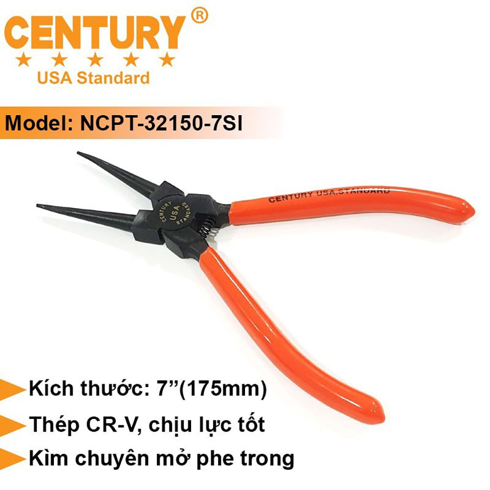 Hình ảnh 4 của mặt hàng Kìm mở phe trong mũi thẳng 7inch Century