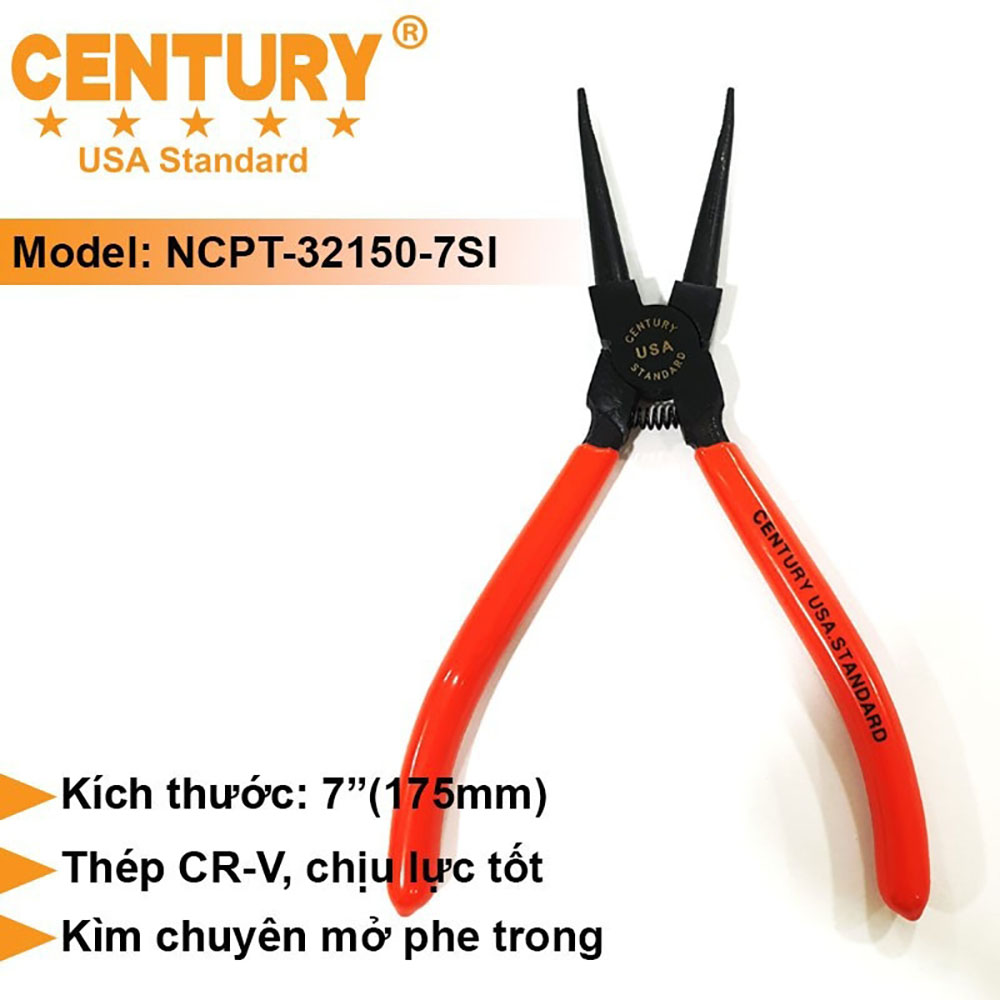 Hình ảnh 5 của mặt hàng Kìm mở phe trong mũi thẳng 7inch Century