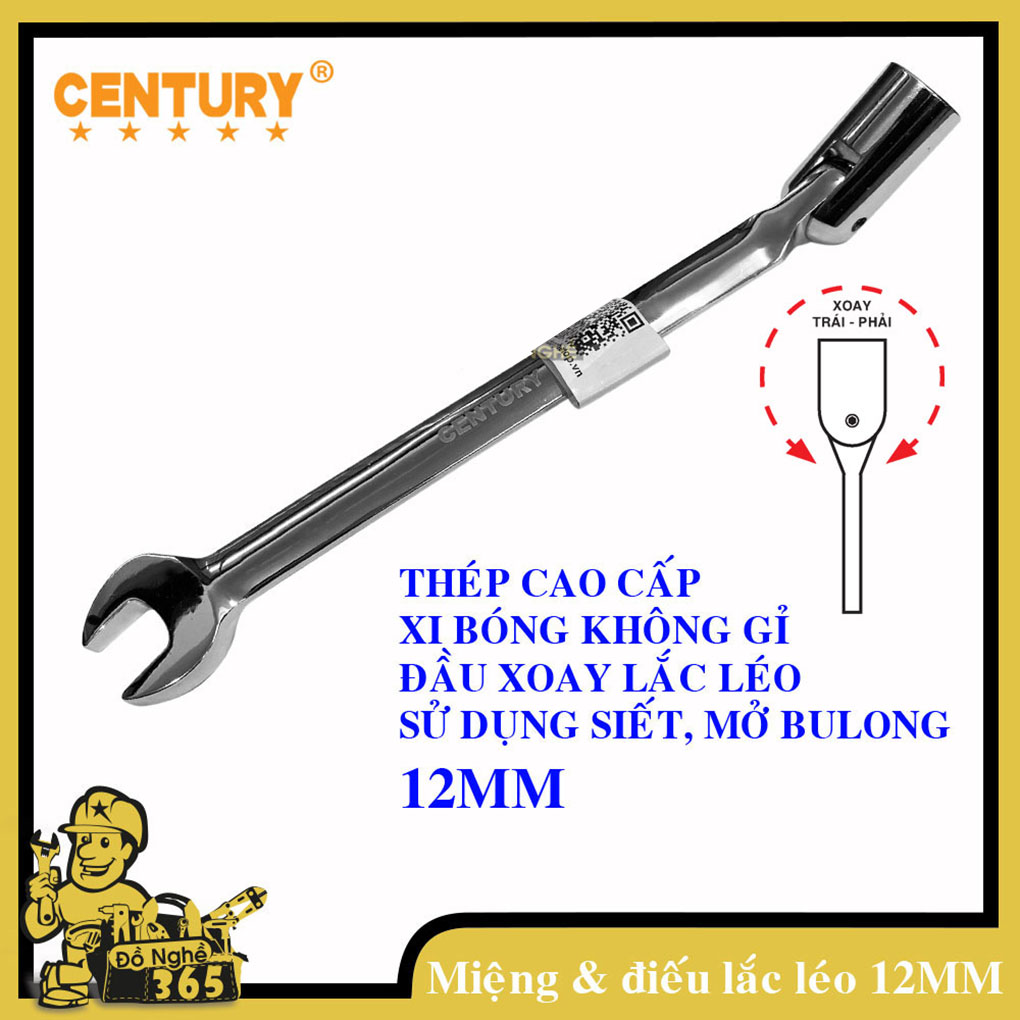 Hình ảnh 3 của mặt hàng Cờ lê miệng và điếu lắc léo 12mm Century