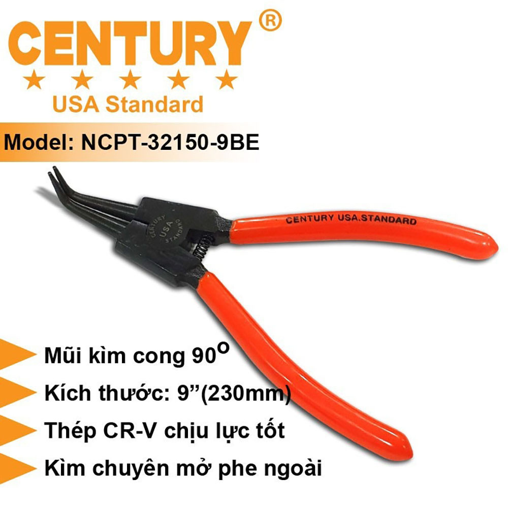 Hình ảnh 5 của mặt hàng Kìm mở phe ngoài mũi cong 9inch Century