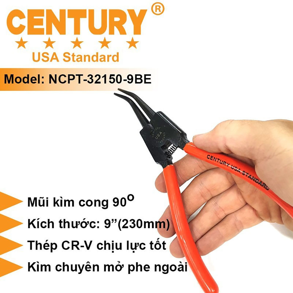 Hình ảnh 3 của mặt hàng Kìm mở phe ngoài mũi cong 9inch Century