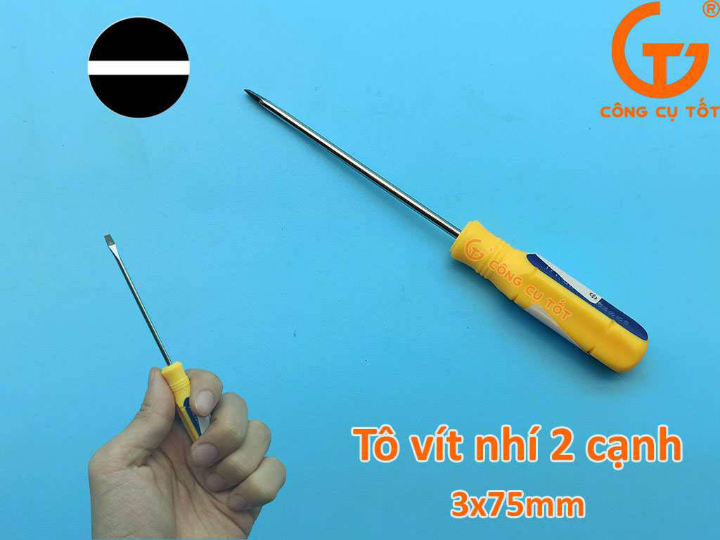 Hình ảnh 5 của mặt hàng Tua vít 2 cạnh Ø3x75mm cán sọc xanh vàng Century