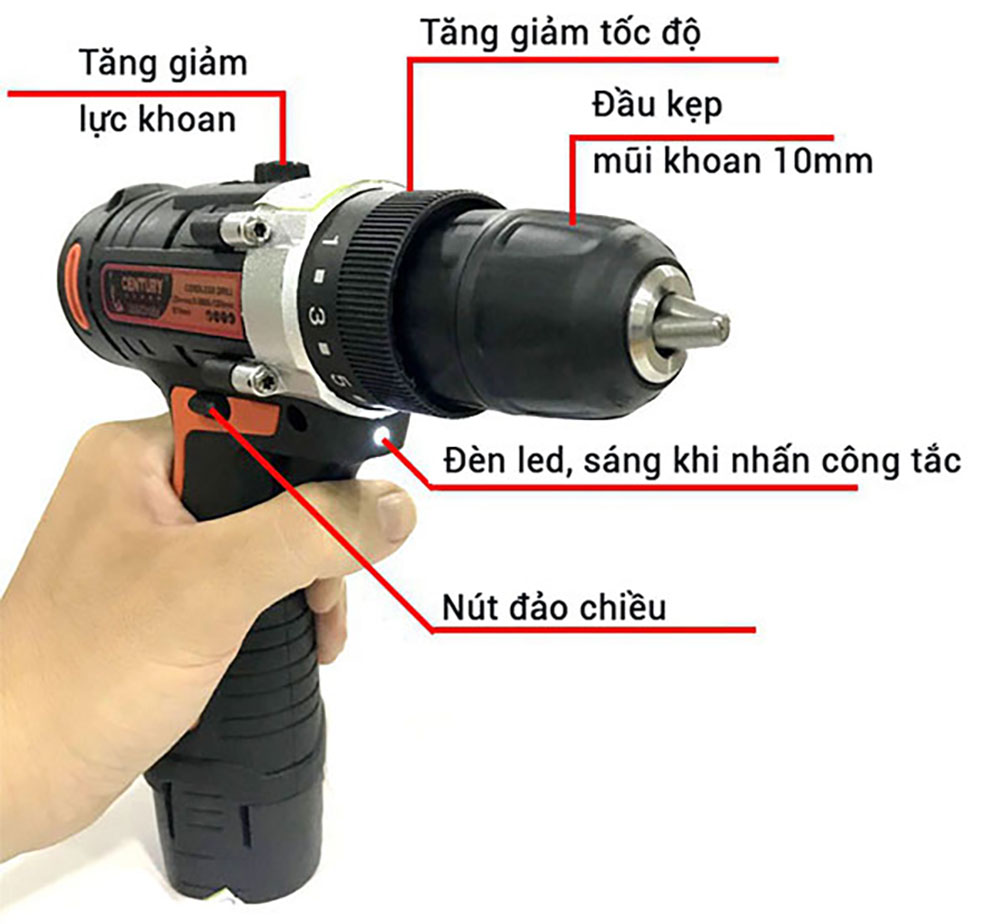 Hình ảnh 3 của mặt hàng Bộ khoan sạc pin 12V (2 tốc độ) Century