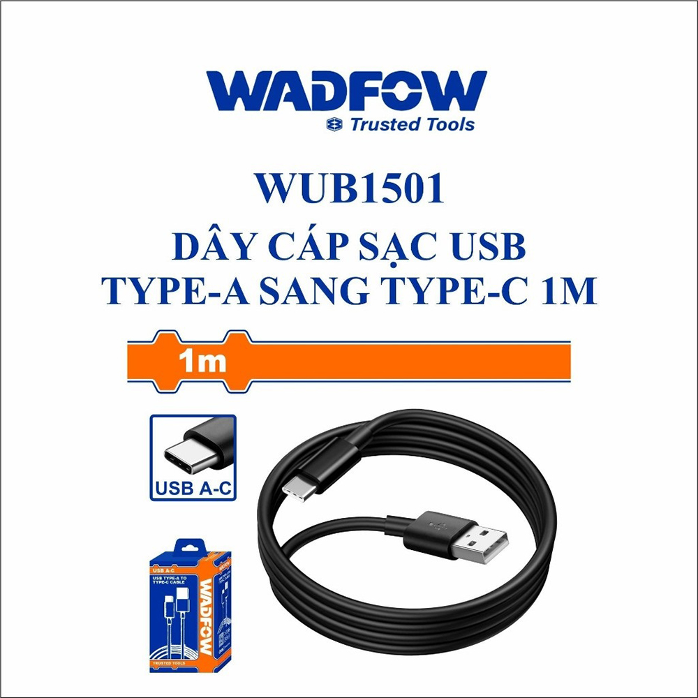 Hình ảnh 4 của mặt hàng Dây cáp sạc USB type-A sang type-C 1M Wadfow WUB1501
