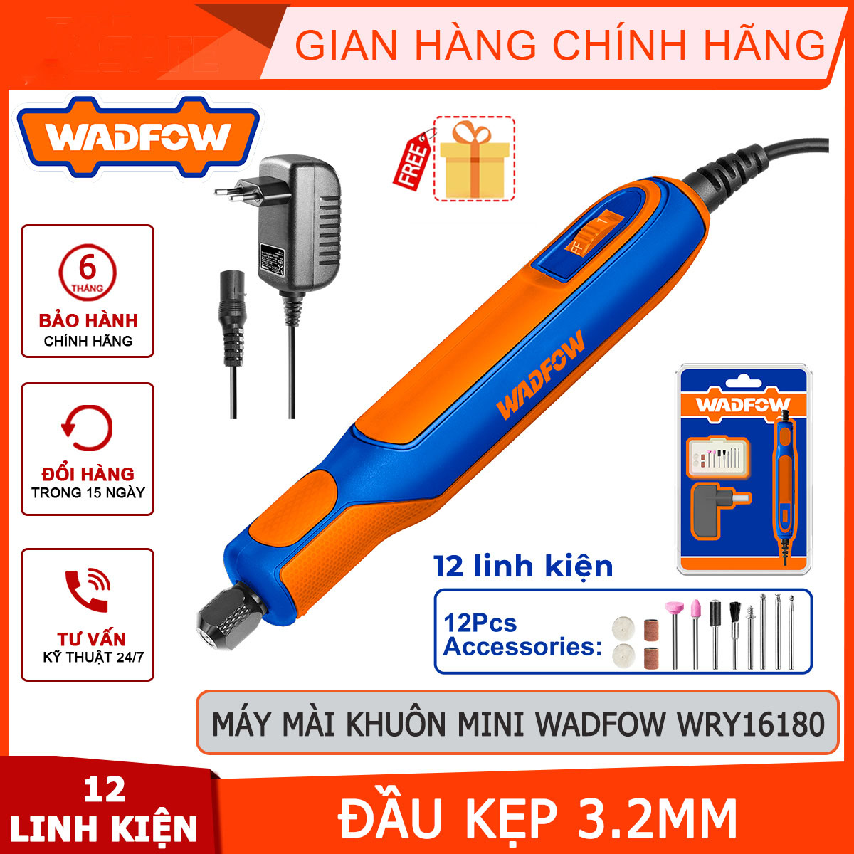 Hình ảnh 3 của mặt hàng Máy mài khuôn mẫu mini có dây 18V Wadfow WRY16180