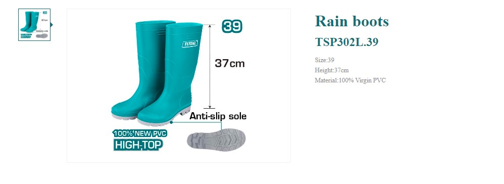 Hình ảnh 6 của mặt hàng Ủng đi mưa PVC cỡ 39 Total TSP302L.39
