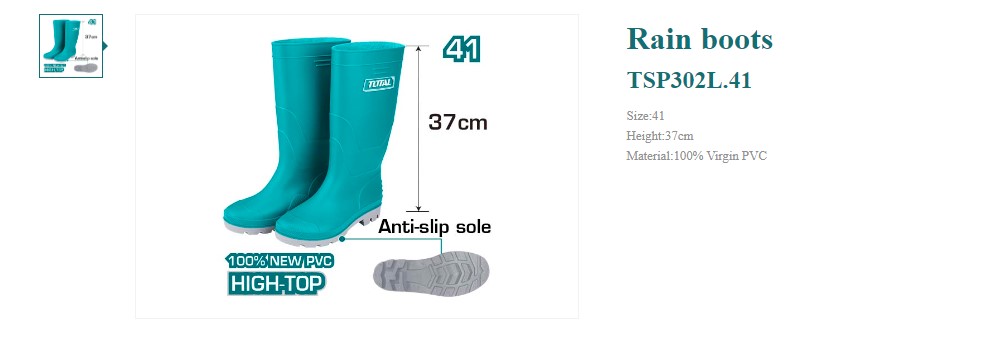 Hình ảnh 5 của mặt hàng Ủng đi mưa PVC cỡ 41 Total TSP302L.41