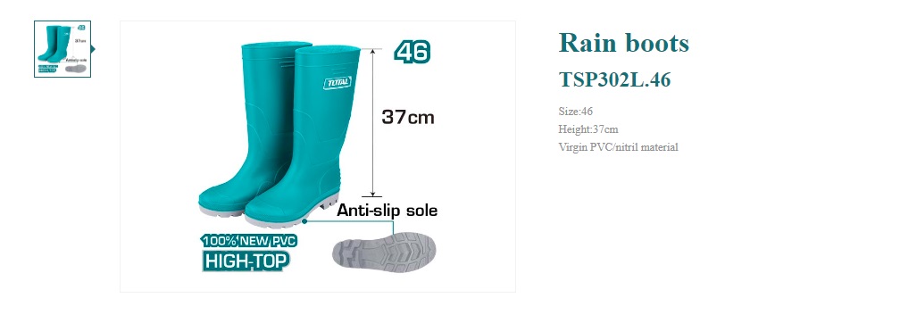 Hình ảnh 2 của mặt hàng Ủng đi mưa PVC cỡ 46 Total TSP302L.46