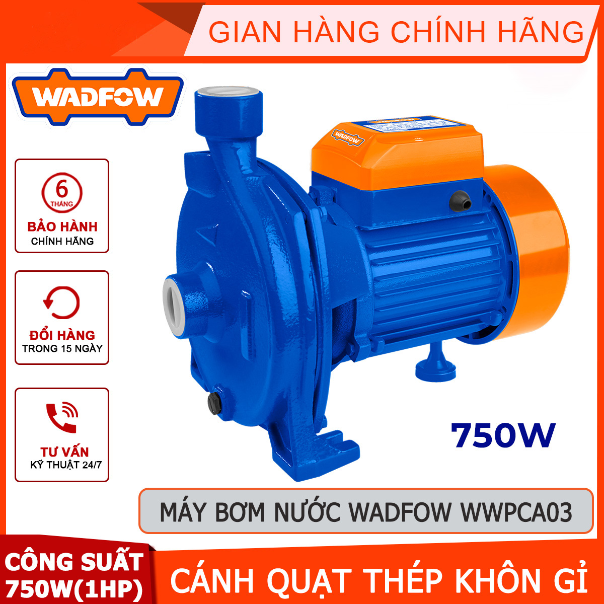 Hình ảnh 2 của mặt hàng Máy bơm nước 750W(1HP) Wadfow WWPCA03