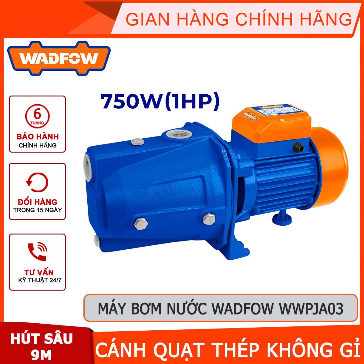 Hình ảnh 1 của mặt hàng Máy bơm nước 750W(1HP) Wadfow WWPJA03