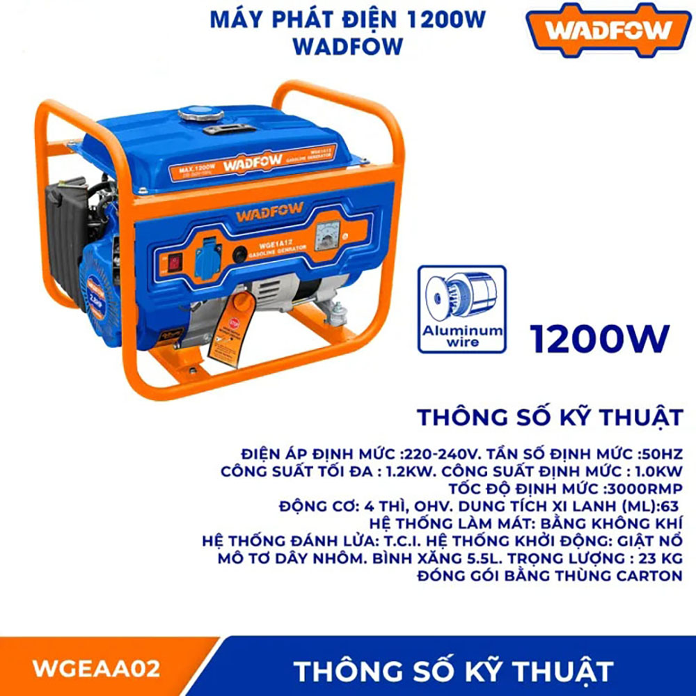 Hình ảnh 6 của mặt hàng Máy phát điện dùng xăng 200W Wadfow WGEAA02