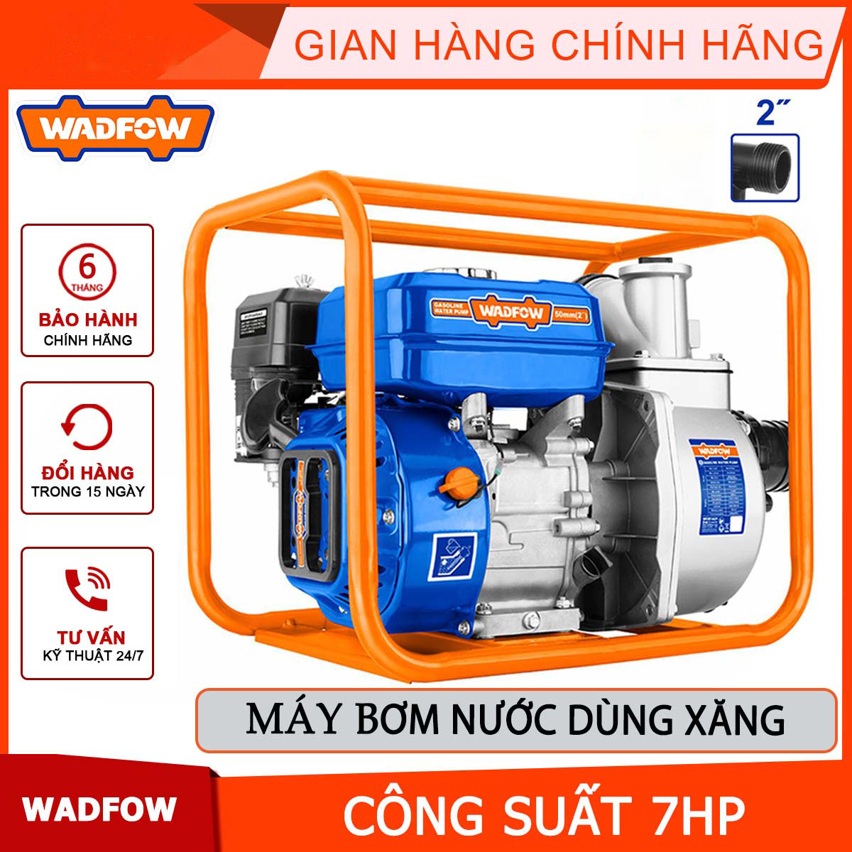 Hình ảnh 5 của mặt hàng Máy bơm nước dùng xăng 7HP Wadfow WGW1A21