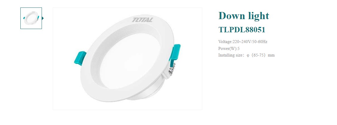 Hình ảnh 2 của mặt hàng Đèn Led âm trần 5W Total TLPDL88051