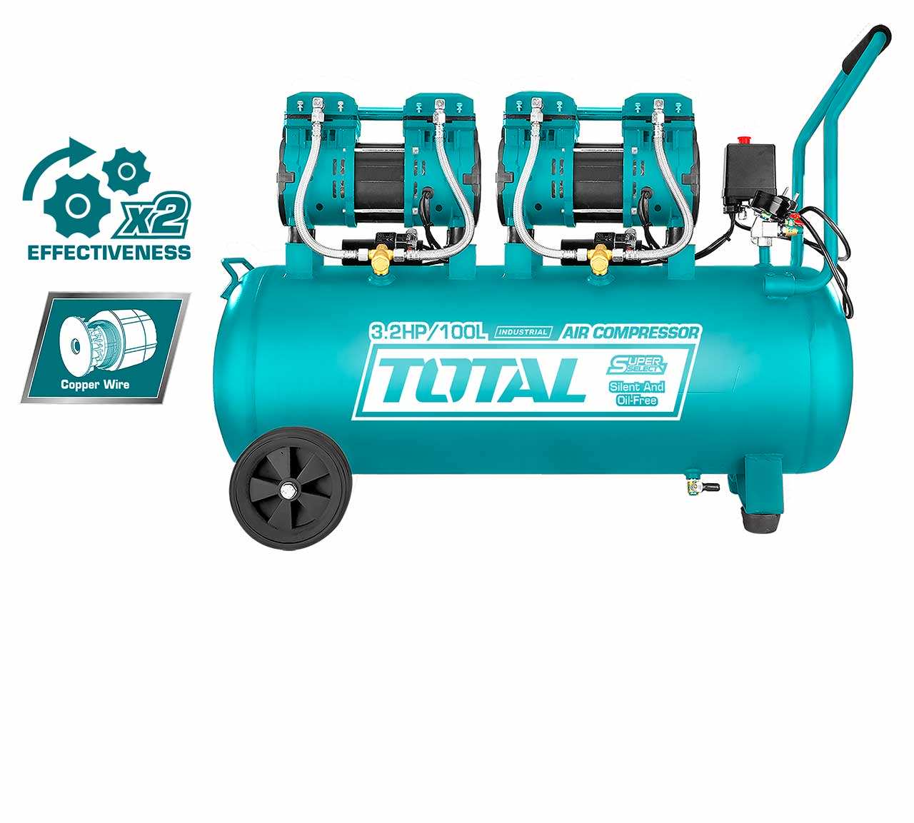 Hình ảnh 7 của mặt hàng Máy nén khí không dầu 3.2HP Total TCS2241008