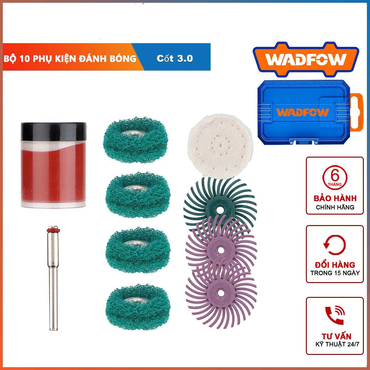 Hình ảnh 3 của mặt hàng Bộ 10 món phụ kiện mài mini Wadfow WRR5010