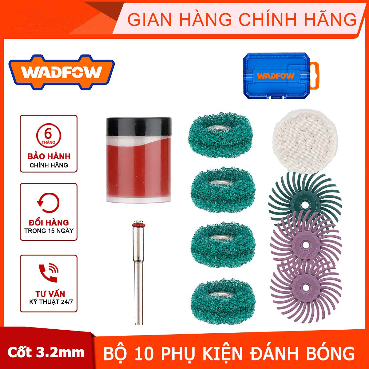 Hình ảnh 4 của mặt hàng Bộ 10 món phụ kiện mài mini Wadfow WRR5010