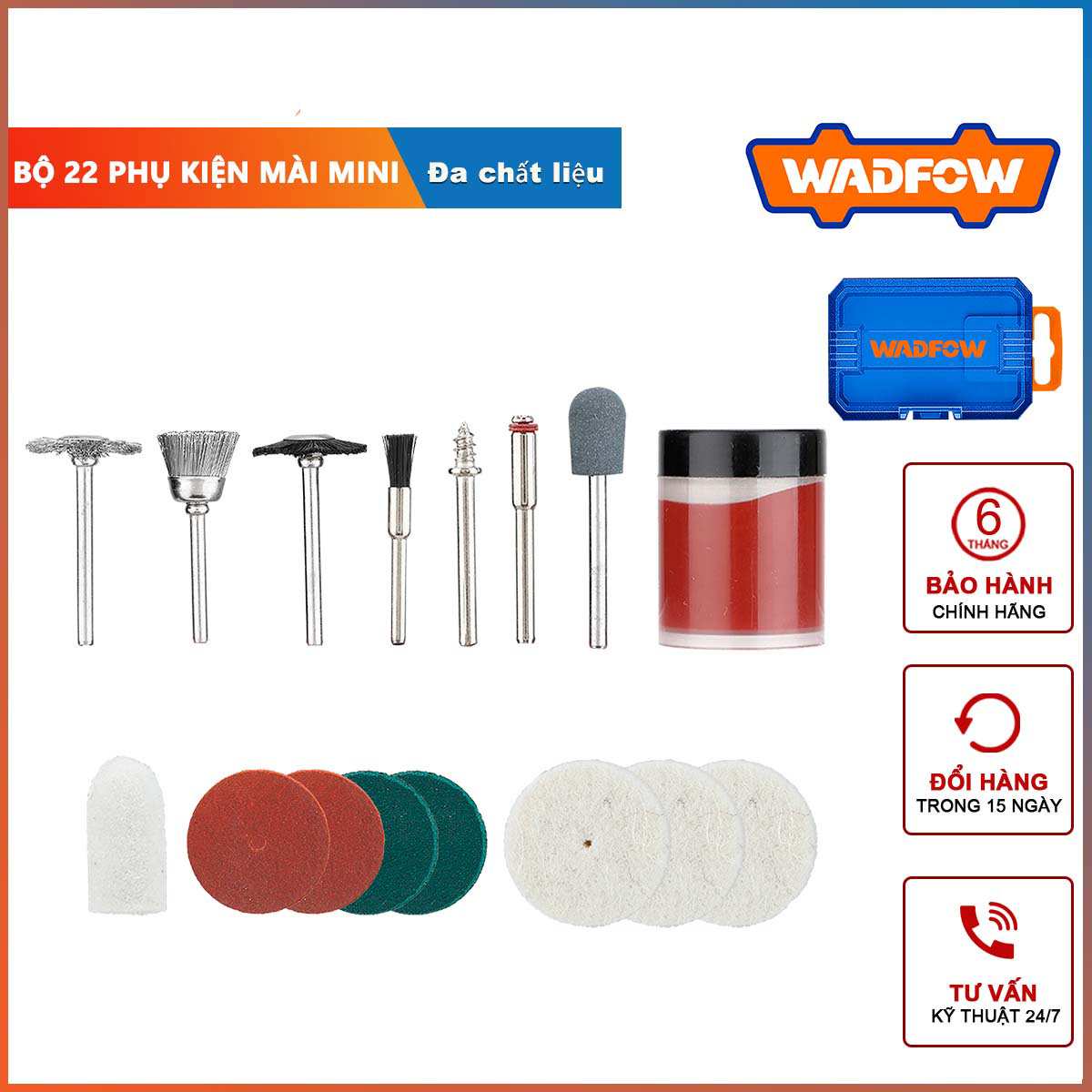 Hình ảnh 3 của mặt hàng Bộ 22 món phụ kiện mài mini Wadfow WRR6022