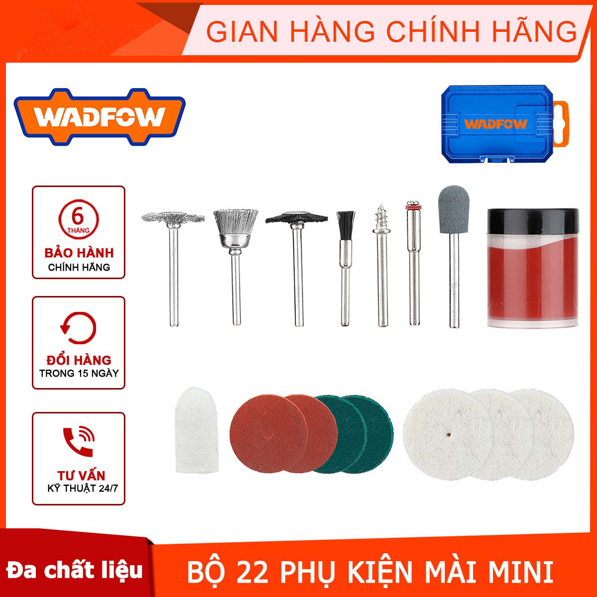 Hình ảnh 4 của mặt hàng Bộ 22 món phụ kiện mài mini Wadfow WRR6022